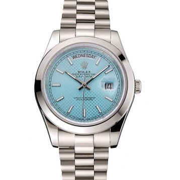 Aaa replica watch Date 40 Rolex Platinum Swiss Day Blue And Stainless Ice Steel Dial Case Bracelet 0621